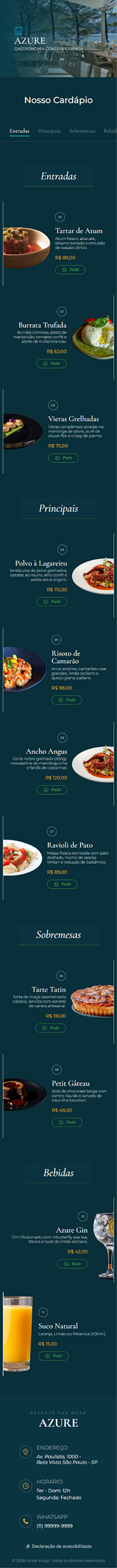 Cardápio Sofisticado 